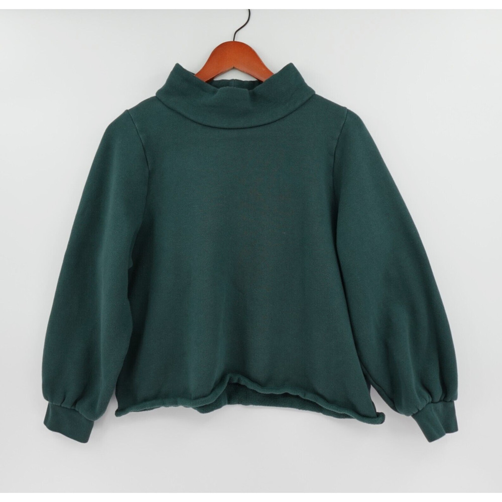 Madewell MWL Sweatshirt Womens Large Green Organic Cotton Blend Sweater Cropped